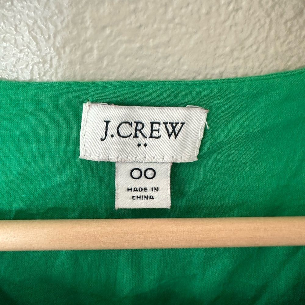 J Crew Eyelet Shirtdress Kelly Green Vintage Style A Line Midi Dress Size 00 - Picture 8 of 12